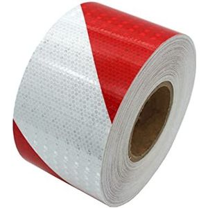 Veiligheidsreflecterende tape, Reflecterende tape Waarschuwingstape Nacht Zelfklevende Buitenmarkering Sticker 10 cm × 50 meter(Red and White)