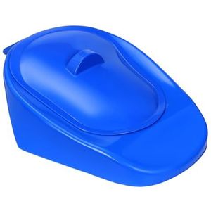 Bedpan met deksel, steekbak, bedpan, kunststof, patiëntenpan, nachtpot, urinoirs, voor mannen, vrouwen, ouderen, blauw