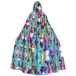 FRESQA Kleurrijke kabouters Unisex Hooded Lange Polyester Cape,Cosplay Kostuums Kerstfeest Vampieren Mantel