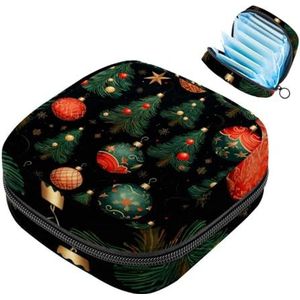 MUOOUM Maandverband Opbergtas, Kerstboom Patroon Menstruatie Cup Pouch, Draagbare Maandverband Pads Opbergzakken Vrouwelijke Menstruatie Eerste Menstruatie Tas voor Tiener Meisjes Vrouwen Dames