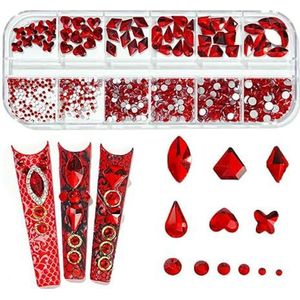 1/3 dozen 3D AB Nail Art strass steentjes gemengde flatback hart/vlinder/druppel/rond glas nail art decoraties DIY manicure strass steentjes-PH140-02