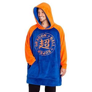 Dragon Ball Oversized Hoodie Blanket for Men, Anime Mens Hoodies (Blue/Orange)
