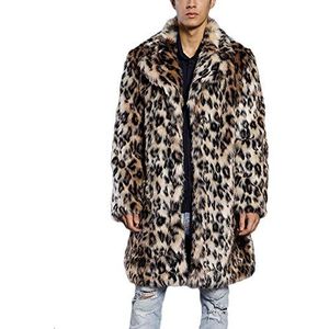 DianShaoA Heren bontmantel imitatiebont jas warm revers bontjas parka bontjas, luipaard, XL