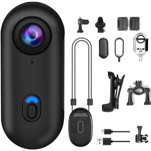 OBEST 360° Action Cam 1080p onderwatercamera, 30 m, waterdicht, wifi-camera, 120° groothoek, actiecamera, handsfree POV's, vlog, bodycam, mini-helmcamera voor fietsen en motorfietsen