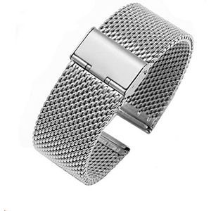 Milanese Metalen Horlogeband 10mm 12mm 14mm 16mm 18mm 20mm 22mm 24mm Horlogeband Met Snelle Ontgrendeling Voor Smart Watch-vervangingsarmbanden (Color : Silver, Size : 12MM)