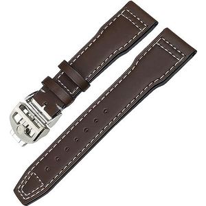 INSTR Echt Rundleer Horlogeband Voor IWC Mark XVIII Le Petit Prince Pilotenhorloge Band 20mm 21mm 22mm (Color : O Brown fold, Size : 20mm)