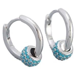Zilveren Oorbellen Voor Dames,925 Sterling Zilveren Oorringen Voor Vrouwen Transit Kralen Micro-Set Turquoise Dangler Earring Platina Huggie Oorbellen Retro Charm Sieraden Voor Vrouwen