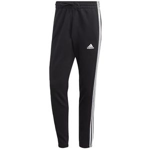 adidas Heren Essentials French Terry Tapered Elastic Cuff 3-Stripes Pants, Black/White, M Tall