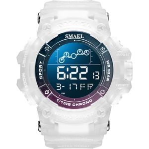 SMAEL 8082 Digitale Horloge LED Wekker Militaire Horloges Grote Wijzerplaat Digitale Horloges Sport Horloges voor Mannen, Wit Roze