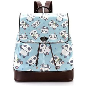 Gepersonaliseerde Schooltassen Boekentassen voor Teen Smile Panda Eet Bamboe, Meerkleurig, 27x12.3x32cm, Rugzak Rugzakken