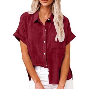 yk8fass Linnen overhemd cs-3384, Bourgondy, 4XL