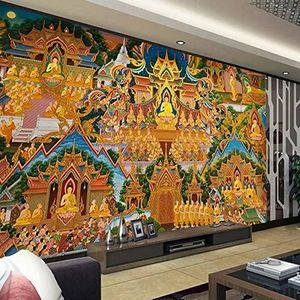 3D Tibetaanse Thangka Sakyamuni Boeddha Nirvana Wallpaper Boeddha Boeddha Tempel Tempel Tempel Muurschildering Achtergrond Vliesbehang 3D Behang Decoratie Slaapkamer Woonkamer Bank Mural-300cm×210cm