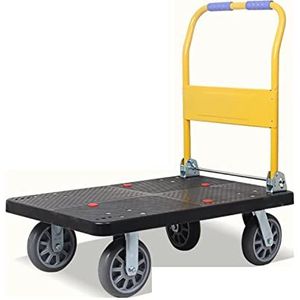 Platformwagen Kunststof platformwagen met mute-wielen, opvouwbaar handvat, gemakkelijk op te bergen, duwwagen for thuiskantoor, magazijn, bewegende steekwagen Steekwagen (Size : Mute)