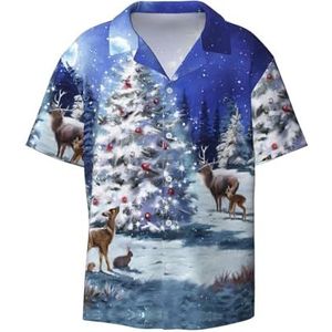 OdDdot Kerstprint heren button down shirt korte mouw casual shirt voor mannen zomer business casual overhemd, Zwart, M