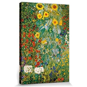 1art1 Gustav Klimt Poster Kunstdruk Op Canvas Cottage Garden With Sunflowers, 1905-06 Muurschildering Print XXL Op Brancard | Afbeelding Affiche 120x80 cm