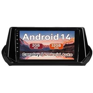 Android 15 Autoradio 9 inch touchscreen voor Peugeot 2008 2019-2021 Autoradio Navigatie met Carplay met GPS navigatie Bluetooth FM USB Steering Wheel Control(D7 2G+32G)