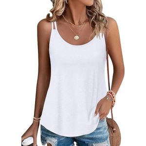 PLOKNRD Mouwloze Top voor Dames Zomer Seizoen Dunne Bandjes Ronde Halslijn en Blouse Stijl Wit L