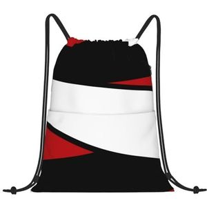 EgoMed Trekkoord Rugzak, Rugzak String Bag Sport Cinch Sackpack String Bag Gym Bag, Zwart Wit Rood Strepen Ontwerp, zoals afgebeeld, Eén maat