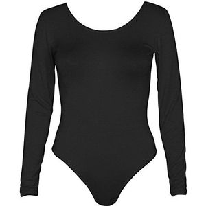 Purple Hanger Dames bodysuit met lange mouwen stretch eendelig turnpakje dames ronde ronde hals top, Zwart, 42-44