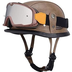 Motorhelm, ECE-certificering Vintage stijl Geschikt for mannen en vrouwen Cruiser Scooter Touring Helm E,XXXL = 63-65CM(C,XXXL=6365CM)