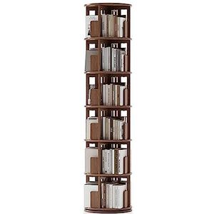 Boekenkasten 6 Tiers Boekenplank Eenvoudige Klassieke 360° Roterende Boekenplank Massief Houten Boekenplanken Open Display Rack Boekenkast 45.5 * 193cm Ruimtebesparend
