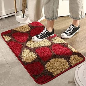Mnribey Antislip vloerkleed voor gebruik binnenshuis, rood, doe-het-zelf keuken en badkamer tapijt (06, 60 x 90 cm)