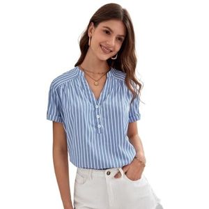 dames topjes Gestreepte blouse met halve knopen en print(Size:M)