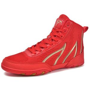 ZHENSI Boksschoenen Voor Heren Worstel- En Fitnessschoenen Zero Drop Hoge Top Voor Powerlifting in De Sportschool,Rood,38 EU