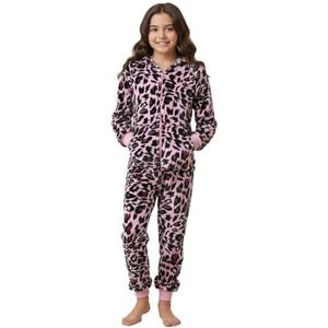A2Z 4 Kids Meisjes Onesie Luipaard Pyjama Sets A2Z Onesie Eendelig Capuchon Alles In Één Jumpsuit - E.Soft 154 Baby Pink 11-12