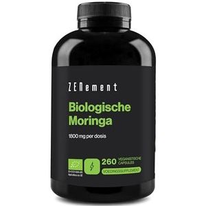 Biologische Moringa 1800 mg per Dosis – Bio Superfood met Vitaminen, Mineralen & Antioxidanten – Hoge Concentratie & Zuiverheid – 260 Vegan Capsules – Voorraad 3 Maanden – Zenement