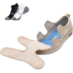 Diabetes-schoenen met zachte zolen, lichtgewicht ondersteuning, brede pasvorm en comfortabele schoenen voor ouderen.(Beige,49EU)