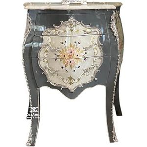CasAmin Home & Living Commode in Franse barokstijl handgeschilderde bloemmotief decoratieve tafel met bronzen handgrepen voor slaapkamermeubels commode met marmeren plaat als woondecoratie
