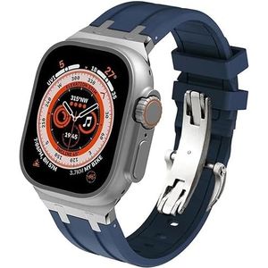 BRART Mannen vrouwen fluororubber sport horlogeband, voor Apple Watch Ultra 49 mm 44 mm 45 mm 42 mm, siliconen sportband, voor Iwatch 9 8 7 6 5 4 SE-serie horloge vervangende accessoires (kleur: N,