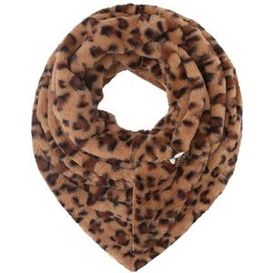 FASHION YOU WANT Knuffelsjaal voor dames, teddybont, katoen, driehoekige sjaal voor dames, wintersjaal, herfstsjaal, warme driehoekige sjaal, halsdoek, Leo Camel, Extra breit