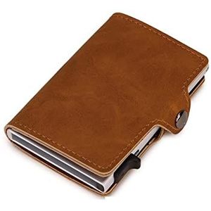 DieffematicQ portemonnees voor dames Top Quality Wallet Men Money Bag Mini Purse Male Aluminium Card Small Trifold Leather Wallet Slim Thin Brown Walet carteras (Color : Brown)