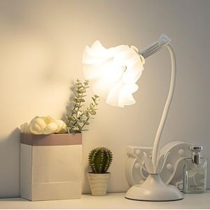 YAYA tafellamp keramische tafellamp, retro kleine tafellamp woonkamer slaapkamer kantoor bedlampje LED bureaulamp stof lampenkap E27 wit bedlampje