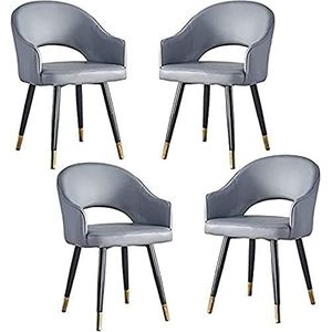 GEIRONV Keuken eetkamerstoel set van 4, moderne fauteuil leer hoge rugleuning zachte zitting woonkamer slaapkamer appartement eetkamerstoel Eetstoelen (Color : Gris, Size : 85 * 45 * 48cm)