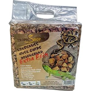 TropicShop Kokosnoot kokosnoot Husk chips terraria bodembedekking voor slangen, schildpadden, hagedissen enz. (4,5 kg - ballen fijne korrel 6-12 mm)