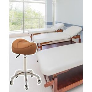 JAVPTAV Zadelstoel Massage Clinic Zadel Rollende Draaistoel, Verstelbare Hoogte Ergonomische Kantoorkruk, Nail-Tech/Hair Stylist met Glad Glijdende Wielen (Bruin)