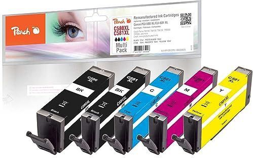 Peach PI100-378 inktcartridge 5 stuk(s) Compatibel Hoog (XL) rendement Zwart, Cyaan, Magenta, Geel