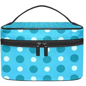 Make-up Organizer Bag, Travel Makeup Bag Organizer Case Draagbare Cosmetische Tas voor Vrouwen en Meisjes Toiletries Blue Dots, Meerkleurig, 22.5x15x13.8cm/8.9x5.9x5.4in