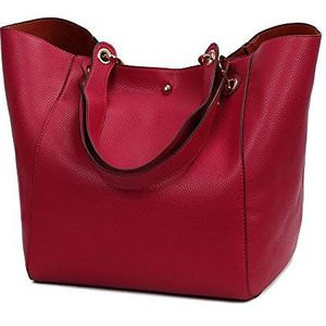 Dames handtas zwart nieuw elegant grote capaciteit tas schoudertas shopper tas messenger bag hengseltas tas zachte damestas, rood, Eén maat, Elegant
