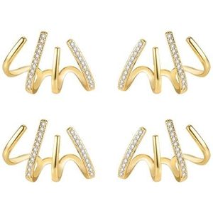 Modieuze oorstekers voor dames: glanzende strass oorbellen, set van 2 paar, Koper, Geen edelsteen