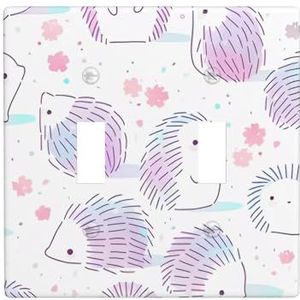 ZhaoYuGoods Roze Egel Print Muurplaat, Dubbele Toggle Lichtschakelaar Outlet Cover 2-Gang 11,4 cm x 11,4 cm, PC Decoratieve Voorplaat voor Thuis & Kantoor