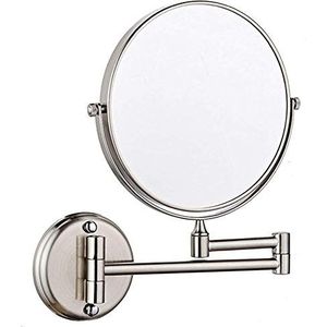 Wandmake-up spiegel, dubbelzijdig, draaibaar, 6 inch (15,2 cm), uitschuifbare opvouwbare scheer-make-upspiegel (kleur: nikkel geborsteld, maat: 1X/3x)