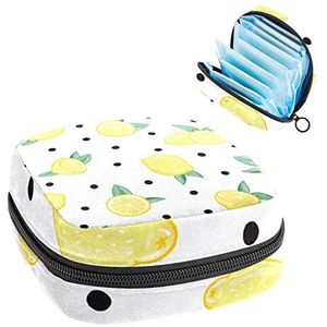 Fruit Citroen met Dot,Periode Pouch Draagbaar,Tampon Opbergtas,Tampon Houder voor Portemonnee Vrouwelijke Product Organizer, Meerkleurig, 4.7x6.6x6.6 in/12x17x17 cm