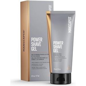 MANSCAPED® Power Shave Gel, verzachtende hoofd- en gezichtsscheergel voor mannen, met toverhazelaar en vloeibare exfolianten om irritatie en ingegroeide haartjes te helpen voorkomen, 177 ml