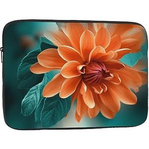 Teal en Oranje Bloem Laptop Case Laptop Sleeve Laptop Tas voor Vrouwen Mannen Shockproof Beschermende Notebook Case 10 inch