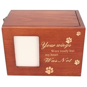 Huisdierenurnen voor Honden, Huisdierherdenkingsurnen voor Honden of Katten As, Houten Begrafenisdieren Herdenkingsurnen met Fotolijst, Crematie-urnen Aandenken Geheugenbox voor