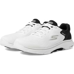 Skechers Go Walk 7-Cosmic Waves Athletic Walking Sneakers voor dames, wit, zwart, 35 EU